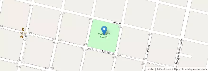 Mapa de ubicacion de Plaza San Martin en Argentina, Corrientes, Departamento Goya, Municipio De Goya.