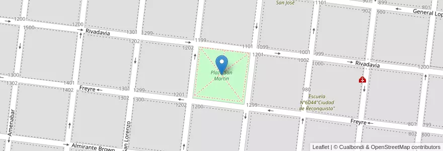 Mapa de ubicacion de Plaza San Martin en Arjantin, Santa Fe, Departamento General Obligado, Municipio De Reconquista, Reconquista.