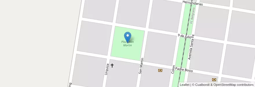 Mapa de ubicacion de Plaza San Martin en Argentinië, Santa Fe, Departamento Vera, Municipio De Margarita.