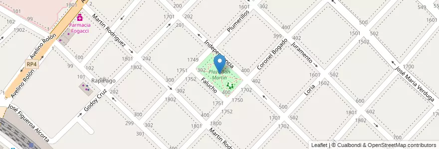 Mapa de ubicacion de Plaza San Martín en Argentinië, Buenos Aires, Partido De San Isidro, Boulogne Sur Mer.