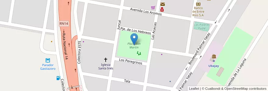Mapa de ubicacion de Plaza San Martín en Arjantin, Entre Ríos, Departamento Colón, Distrito Sexto.