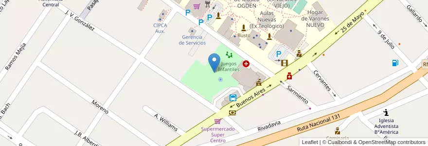 Mapa de ubicacion de Plaza San Martín en アルゼンチン, エントレ・リオス州, Departamento Diamante, Libertador San Martín, Distrito Palmar.