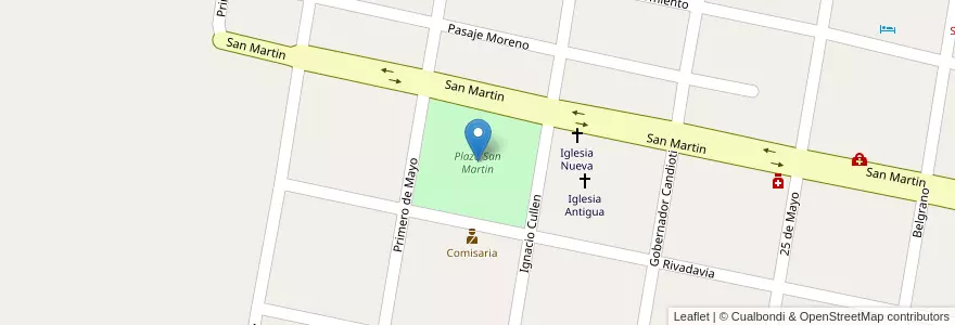 Mapa de ubicacion de Plaza San Martin en الأرجنتين, سانتا في, إدارة العاصمة, Municipio De Nelson, Nelson.