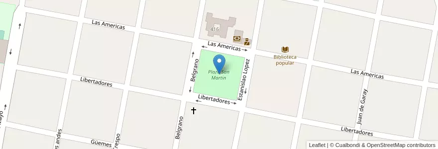 Mapa de ubicacion de Plaza San Martín en アルゼンチン, サンタフェ州, Departamento Las Colonias, Municipio De Santo Domingo, Santo Domingo.