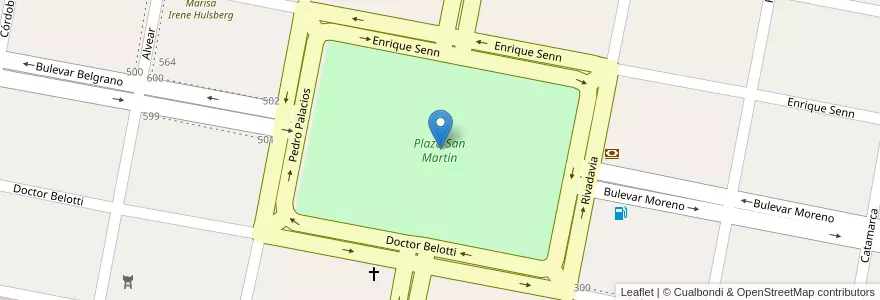 Mapa de ubicacion de Plaza San Martín en Аргентина, Санта-Фе, Departamento Las Colonias, Municipio De Felicia, Felicia.