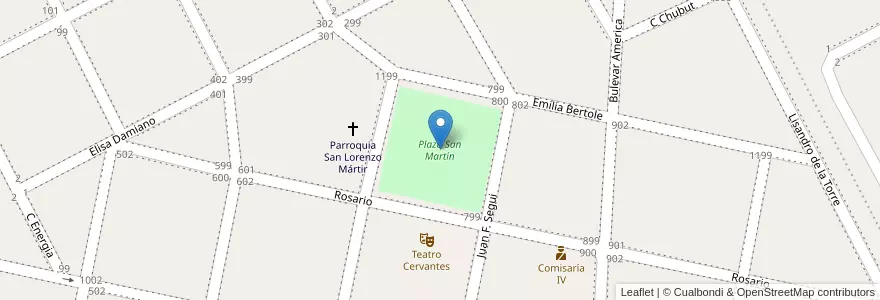 Mapa de ubicacion de Plaza San Martín en Argentinien, Santa Fe, Departamento San Martín, Municipio De El Trébol.
