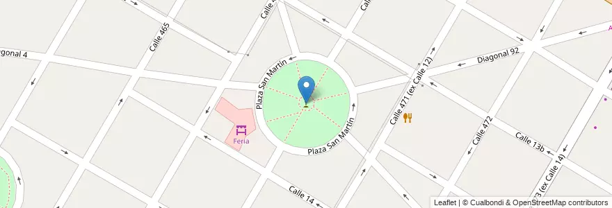 Mapa de ubicacion de Plaza San Martín, City Bell en Argentina, Buenos Aires, Partido De La Plata, City Bell.