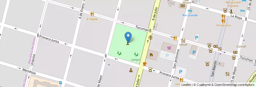 Mapa de ubicacion de Plaza San Martín en الأرجنتين, سانتا في, إدارة العاصمة, سانتا في العاصمة, سانتا في.