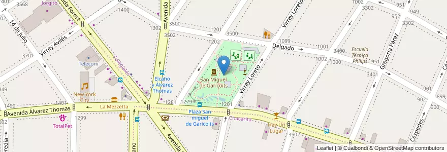 Mapa de ubicacion de Plaza San Miguel de Garicoits, Colegiales en الأرجنتين, Ciudad Autónoma De Buenos Aires, Buenos Aires, Comuna 15.