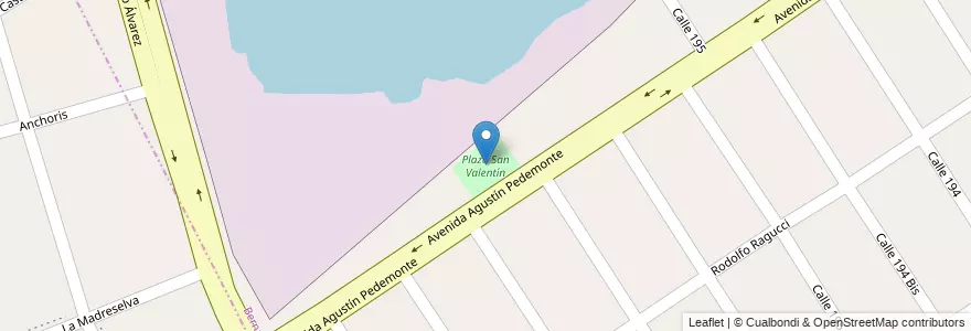 Mapa de ubicacion de Plaza San Valentín en 阿根廷, 布宜诺斯艾利斯省, Partido De Quilmes, Bernal.