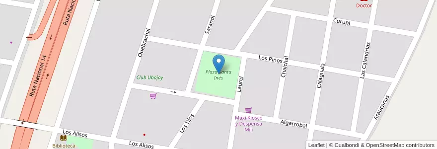 Mapa de ubicacion de Plaza Santa Inés en آرژانتین, استان انتره ریوس, Departamento Colón, Distrito Sexto.