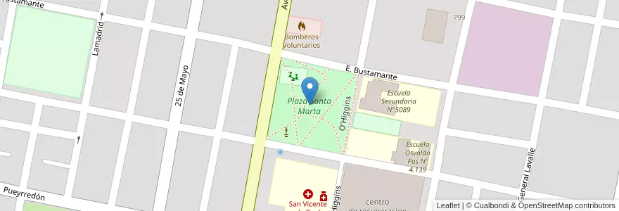 Mapa de ubicacion de Plaza Santa Marta en アルゼンチン, サルタ州, Orán, Municipio De San Ramón De La Nueva Orán, San Ramón De La Nueva Orán.