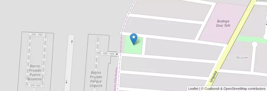 Mapa de ubicacion de Plaza Santiago Bertiz en Argentina, Chile, Mendoza, Departamento Guaymallén, Distrito Villa Nueva.