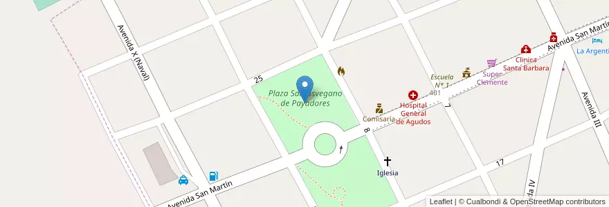 Mapa de ubicacion de Plaza Santosvegano de Payadores en アルゼンチン, ブエノスアイレス州, Partido De La Costa.
