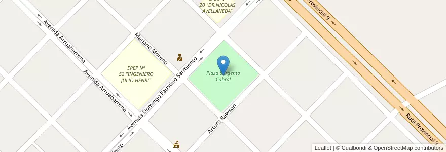 Mapa de ubicacion de Plaza Sargento Cabral en アルゼンチン, フォルモサ州, Departamento Laishi, Municipio De Villa Escolar.
