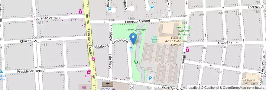 Mapa de ubicacion de Plaza Sargento Cabral en Arjantin, Şili, Mendoza, Godoy Cruz, Departamento Godoy Cruz, Distrito Ciudad De Godoy Cruz.