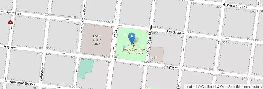 Mapa de ubicacion de Plaza Sarmiento en آرژانتین, سانتافه, Departamento General Obligado, Municipio De Reconquista, Reconquista.