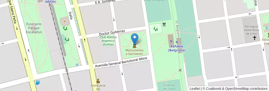 Mapa de ubicacion de Plaza Sarmiento en Arjantin, Santa Fe, Departamento Castellanos, Municipio De Rafaela.