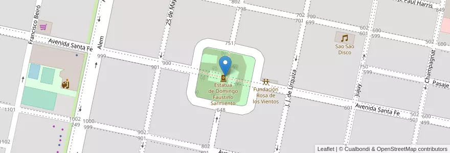 Mapa de ubicacion de Plaza Sarmiento en آرژانتین, Córdoba, Departamento Marcos Juárez, Pedanía Espinillos, Municipio De Marcos Juárez.