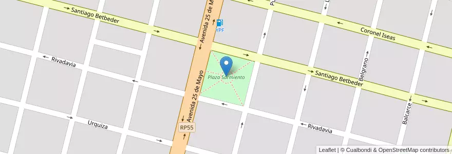 Mapa de ubicacion de Plaza Sarmiento en آرژانتین, San Luis, General Pedernera, Villa Mercedes, Municipio De Villa Mercedes.