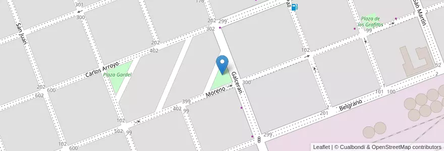 Mapa de ubicacion de Plaza Sarmiento en 아르헨티나, 부에노스아이레스주, Partido De Carlos Casares.