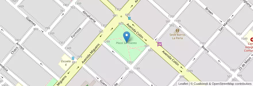 Mapa de ubicacion de Plaza Sarmiento en アルゼンチン, ブエノスアイレス州, Partido De Ayacucho, Ayacucho.