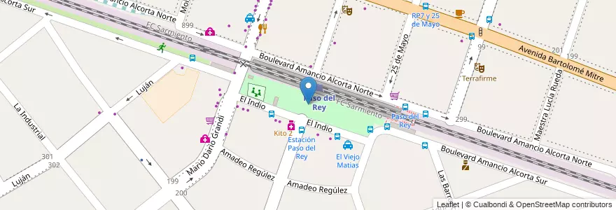 Mapa de ubicacion de Plaza Sarmiento en アルゼンチン, ブエノスアイレス州, Partido De Merlo, Merlo.