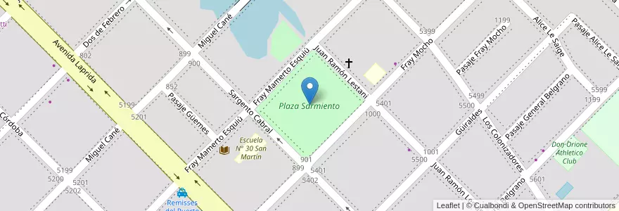 Mapa de ubicacion de Plaza Sarmiento en アルゼンチン, チャコ州, Departamento San Fernando, Barranqueras, Barranqueras.