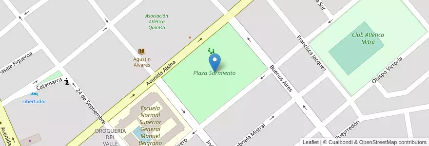 Mapa de ubicacion de Plaza Sarmiento en 아르헨티나, Santiago Del Estero, Departamento Capital, Santiago Del Estero.
