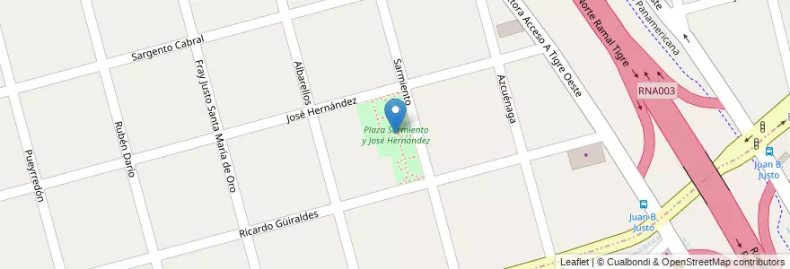 Mapa de ubicacion de Plaza Sarmiento y José Hernández en Arjantin, Buenos Aires, Partido De San Fernando, San Fernando.