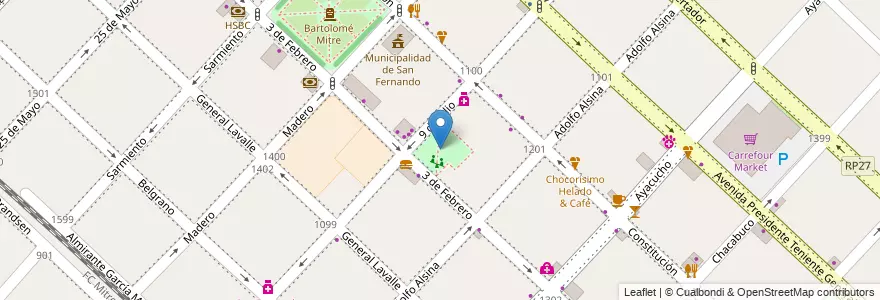 Mapa de ubicacion de Plaza Sarmiento en Arjantin, Buenos Aires, Partido De San Fernando, San Fernando.