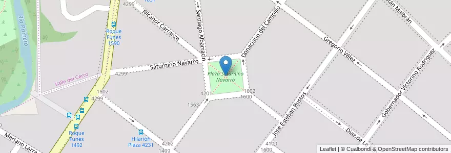 Mapa de ubicacion de Plaza Saturnino Navarro en アルゼンチン, コルドバ州, Departamento Capital, Pedanía Capital, Córdoba, Municipio De Córdoba.