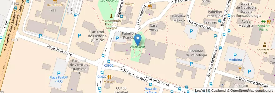 Mapa de ubicacion de Plaza Seca en アルゼンチン, コルドバ州, Departamento Capital, Pedanía Capital, Córdoba, Municipio De Córdoba.