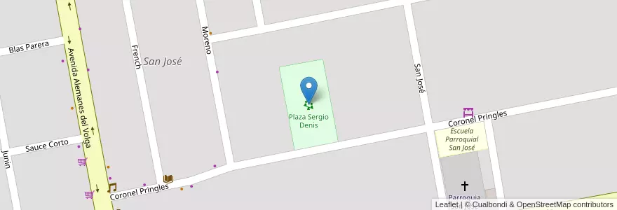 Mapa de ubicacion de Plaza Sergio Denis en Argentina, Buenos Aires, Partido De Coronel Suárez, San José.