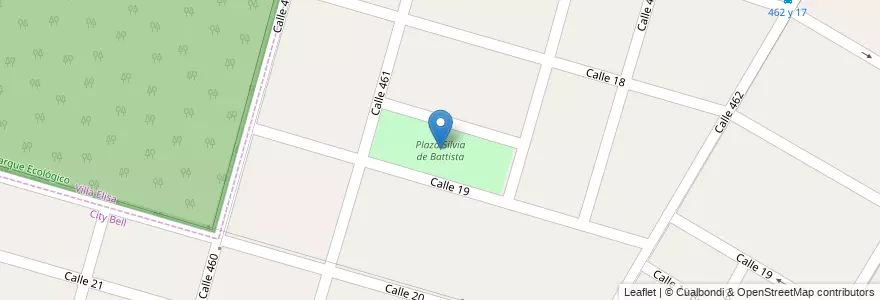 Mapa de ubicacion de Plaza Silvia de Battista, City Bell en Arjantin, Buenos Aires, Partido De La Plata, City Bell.
