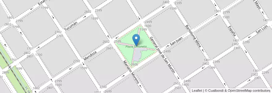 Mapa de ubicacion de Plaza Simoneta en Argentinien, Santa Fe, Departamento Caseros, Municipio De Casilda, Casilda.