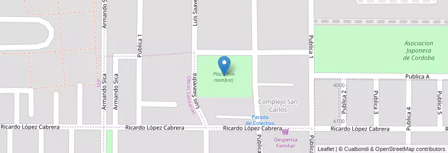 Mapa de ubicacion de Plaza (sin nombre) en Argentinien, Provinz Córdoba, Departamento Capital, Pedanía Capital, Córdoba, Municipio De Córdoba.