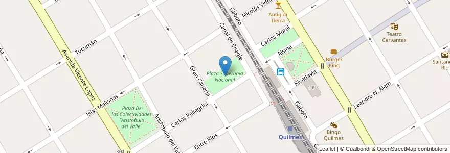 Mapa de ubicacion de Plaza Soberania Nacional en Аргентина, Буэнос-Айрес, Partido De Quilmes, Quilmes.