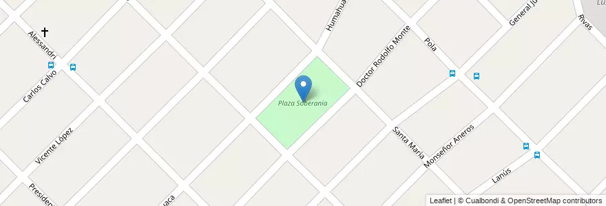 Mapa de ubicacion de Plaza Soberanía en 아르헨티나, 부에노스아이레스주, Partido De Morón, Morón.
