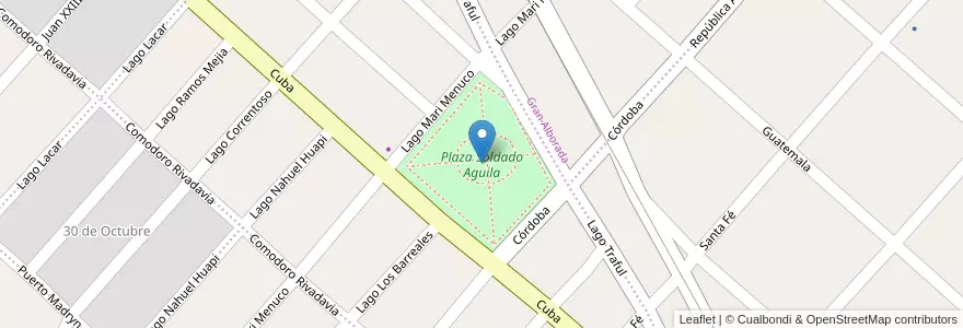 Mapa de ubicacion de Plaza Soldado Aguila en Arjantin, Şili, Neuquén, Departamento Confluencia, Centenario.