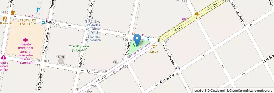 Mapa de ubicacion de Plaza Steinberg en Argentinië, Buenos Aires, Partido De Lomas De Zamora.