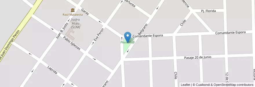 Mapa de ubicacion de Plaza Stolfi en アルゼンチン, サンタフェ州, Departamento Rosario, Municipio De Villa Gobernador Gálvez, Villa Gobernador Gálvez.