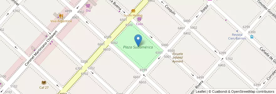 Mapa de ubicacion de Plaza Sudamérica, Villa Riachuelo en Аргентина, Буэнос-Айрес, Буэнос-Айрес, Comuna 8.