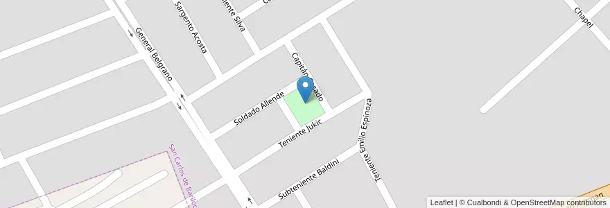 Mapa de ubicacion de Plaza Teniente Daniel Jukic en آرژانتین, شیلی, استان ریو نگرو، آرژانتین, Departamento Bariloche, Municipio De San Carlos De Bariloche, San Carlos De Bariloche.