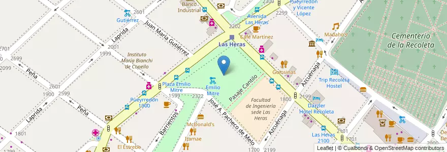 Mapa de ubicacion de Plaza Teniente General Emilio Mitre, Recoleta en Arjantin, Ciudad Autónoma De Buenos Aires, Comuna 2, Buenos Aires.