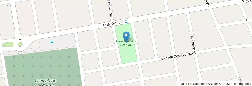 Mapa de ubicacion de Plaza Teosvaldo Contreras en Аргентина, Чили, Неукен, Departamento Confluencia, Municipio De Cutral Có, Cutral Có.