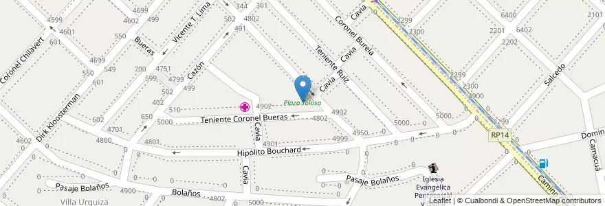 Mapa de ubicacion de Plaza Tolosa en الأرجنتين, بوينس آيرس, Partido De Lanús, Monte Chingolo.