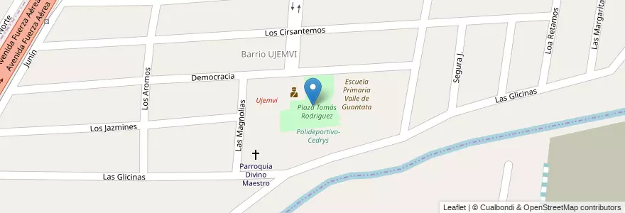 Mapa de ubicacion de Plaza Tomás Rodriguez en Argentina, Chile, Mendoza, Departamento Las Heras, Distrito El Plumerillo.