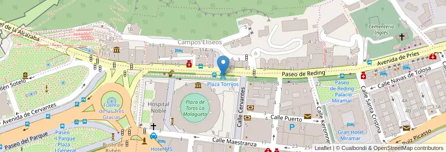 Mapa de ubicacion de Plaza Torrijos en Испания, Андалусия, Málaga, Málaga-Costa Del Sol, Малага.