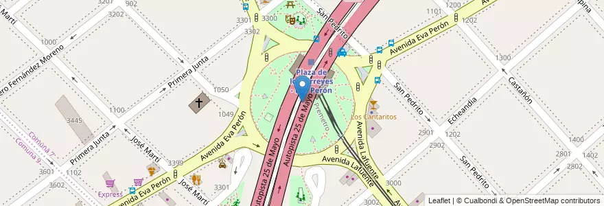 Mapa de ubicacion de Plaza Túpac Amaru, Flores en Arjantin, Ciudad Autónoma De Buenos Aires, Comuna 7, Buenos Aires.